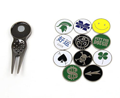 Player Supreme Divot Tool or Visor Clip Golf Ball Marker Sets (Each Sold Separately) - size: Divot Tool, style: Smiley Face