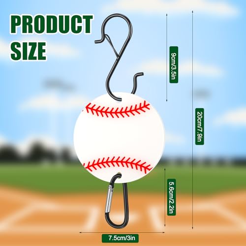 CroBlissful 6 Pcs Bag Hook for Fence Baseball Football Basketball Tennis Team Gifts Bag Clip Sports Backpack Buckle with Acrylic Board for Bat Water Bottle Player Lover Gifts - color: Baseball