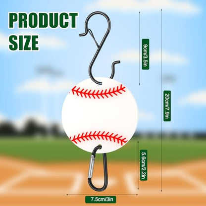 CroBlissful 6 Pcs Bag Hook for Fence Baseball Football Basketball Tennis Team Gifts Bag Clip Sports Backpack Buckle with Acrylic Board for Bat Water Bottle Player Lover Gifts - color: Baseball