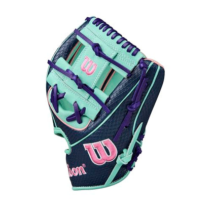 Wilson Fall 2025 A2K® Baseball Gloves - color: Navy/Seafoam/Pink, size: Infield - 11.5"