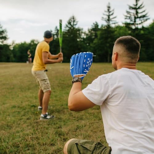10.5/11.5/12.5 Inch Synthetic Leather Baseball Mitt - Left Hand Deep Pocket Design for Infield Practice, Beginner Softball Glove - color: Blue, size: Large