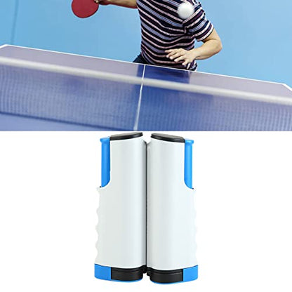 Tyenaza Retractable Pong Net, Portable Table Tennis Net and Post Set, for 66.9in Wide Tables Grey Blue(13.8x19cm)