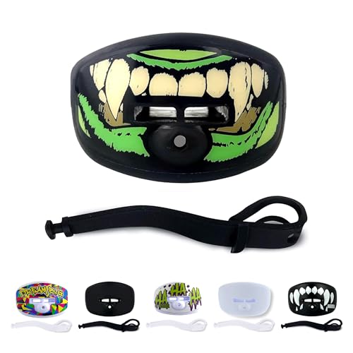 DAMAGE CONTROL Pacifier Mouthpiece – Football Mouthguard with Helmet Strap, Protects Teeth, Jaw & Mouth – Mouth Piece for Sports, No Boiling, Allows Airflow – Gear for Adults & Youth (Monster) - color: Monster
