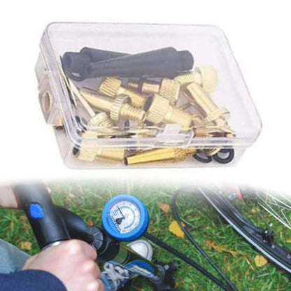 15Pcs Bike Pump Adapter Set Copper SV DV AV Needle Valve Connector Kit For Bicycle Tires Balls With Storage Box