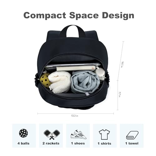 KAVIGOR Pickleball Bag, Quilted Pickleball Backpack with Shoe Compartment & Waterproof Pocket, Pickle Ball Paddle Bag Fits 2 to 4 Paddles for Women and Men - color: Black