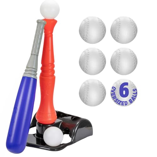 JOEY'Z Tball Set - T Ball Sets for Kids 3-5 & Toddler Baseball (Includes: Kids Baseball Tee, Oversized Bat & 6 Oversized Balls) Toddler Sports Toys Tball Set