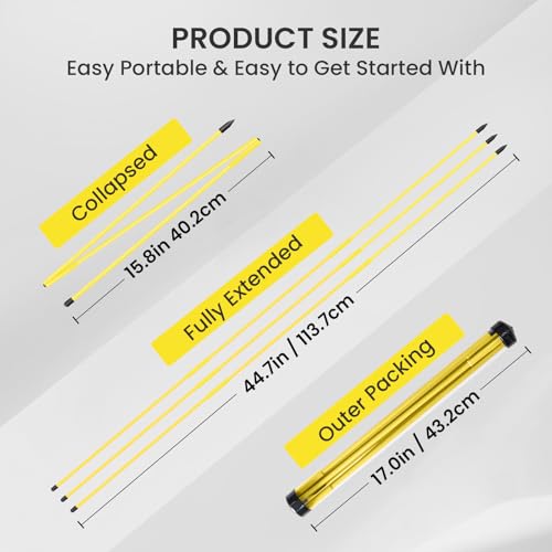 FINGER TEN Golf Alignment Sticks Rods Swing Trainer Tools 43 Inch 2 Or 3 Pack, Fits in Golf Bag Tour Stickers Practice Training Aid - color: 3 Pack Faint Yellow