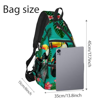 Pickleball Bag Toucan Emerald Green Pickle Ball Backpack for Women Men Premium Lightweight Crossbody Sling Bag Sports Backpack for Pickleball Paddle Tennis - color: Toucan Green
