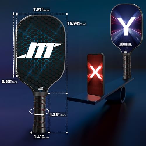 MASTERY MART Fiberglass Pickleball Paddles, Lightweight, 2 Paddles & 4 Balls & 2 Towels & 2 Grip Tape & Portable Bag, Family & Friends