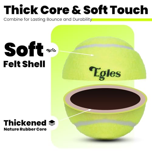 Egles 12/20/60 Packs Tennis Balls for Training and Dogs, High Elasticity Practice Tennis Ball with Mesh Bag for Transport and Beginner Exercise, Durable Pet Playing Tennis Ball Set - size: 60
