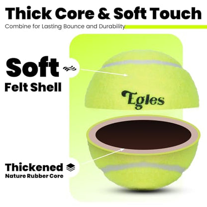 Egles 12/20/60 Packs Tennis Balls for Training and Dogs, High Elasticity Practice Tennis Ball with Mesh Bag for Transport and Beginner Exercise, Durable Pet Playing Tennis Ball Set - size: 60