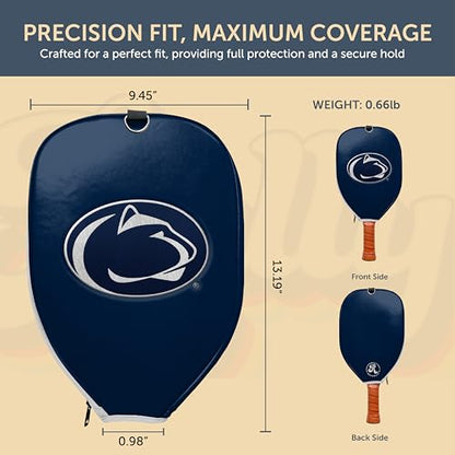 Officially Licensed Collegiate Pickleball Paddle Cover - Lightweight PU Leather Material - Durable Foam Interior Protection with Zippered Closure - Fits Most Paddles on the Market - color: Penn State