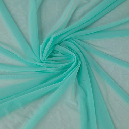 Superfine 4-Way Stretch Net Fabric Nylon Spandex Power Mesh Lightweight Sheer 60" Wide, a Continuous 5 Yards (Aqua) - color: Aqua