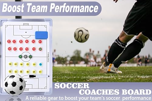 Soccer Coaching Board Magnetic, Double-Sided Dry Erase Soccer Tactics Board for Coaches, Soccer Magnet Board & Coaching Equipment with Markers, Pen, Carry Bag, Coach Gift - color: Soccer-white