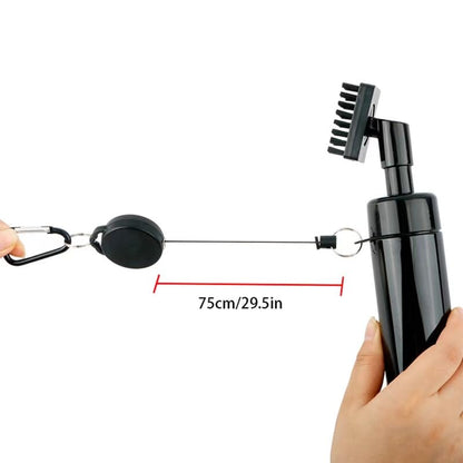 Golf Club Spray Water Cleaner, Golf Club Cleaning Brush Set,Golf Club Cleaner Brush with Retractable Clip and Squeeze Water Bottle Holds 5 Ounces of Water, Golf Gifts for Men Women - color: Black
