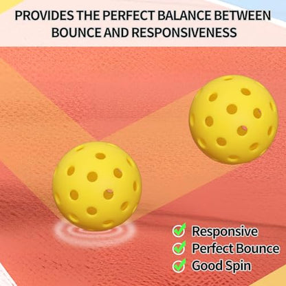 6-Piece USAPA-Certified Pickleball Set - 40-Hole Outdoor Competition Balls, High Elasticity + Weather-Resistant Design, Includes Portable Mesh bag, Suitable for Beginners/Professional Training