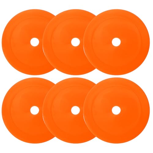 PATIKIL 6Pcs Flat Cones, 6 Inch Spot Markers Small Flat Soccer Training Cone for Football Basketball Agility Practice Sports Training Equipment - color: Orange