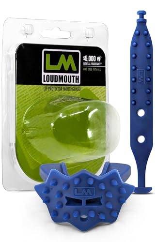 Loudmouth Football Mouth Guard - 3D SpikeSurge Football Mouthpiece with Strap, Fits Adult & Youth, Mouth Guard Football Accessories (Tiger Navy Blue) - color: Tiger Navy Blue