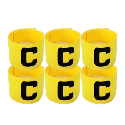 Soccer Captain Armband, Anti-Drop Captain Armbands for Youth and Adult,Adjustable Football Basketball Player Bands - Pack of 6 (Yellow)