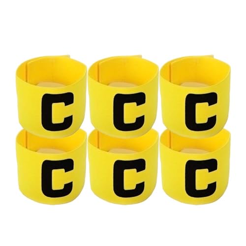 Soccer Captain Armband, Anti-Drop Captain Armbands for Youth and Adult,Adjustable Football Basketball Player Bands - Pack of 6 (Yellow)