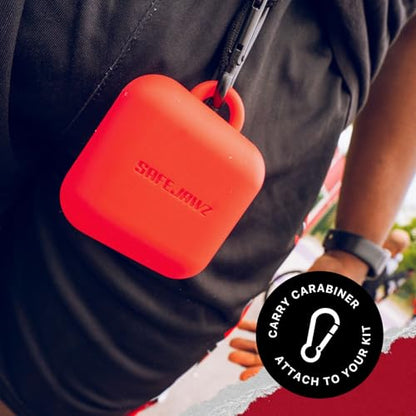 SAFEJAWZ Mouthguard Case with Carabiner Clip, Premium Durable and Flexible Silicone Design to Keep Mouth Guard Protected/Clean (One Size) (Red) - color: Red