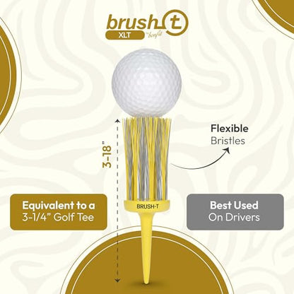 BRUSH T Premium Plastic Golf Tees, Unbreakable Innovative Design, Consistent Height, Perfect Golf Gift for Men and Women. Multiple sizes 2", 2.2", 2.4", 3 1/8" - 4 Pack (3 Wood, Driver, Oversize, XLT)