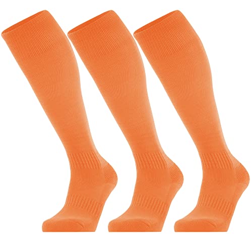 GRAPMKTG 3 Pack Softball Soccer Socks Baseball Football Socks for Youth Men and Women - color: Orange, size: Large