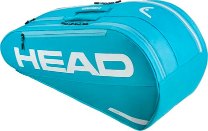 HEAD Tour Racquet Bag M (6R) Tennis Bag - Holds Up to 6 Racquets, CCT+ Climate Control Technology, 2 Main Compartments, Shoe Pocket & Backpack Carry System - color: Blue