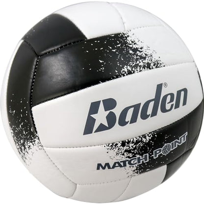Baden | Match Point | Cushioned Synthetic Leather | Outdoor Recreation Backyard Volleyball + College Camp Ball | Official Size 5 - color: Black/White