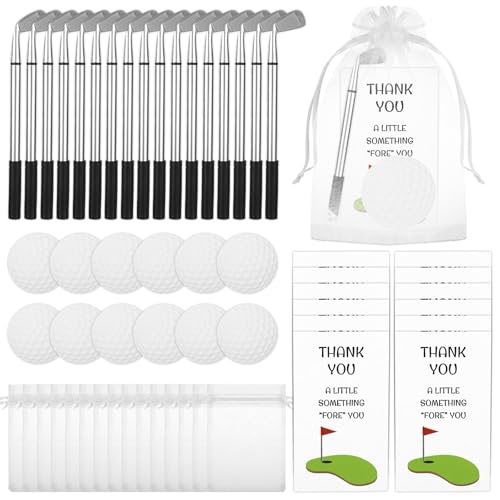 24 Sets Golf Party Favors Golf Pen Golfing Pads Thank You Cards Organza Bags Golfing Theme Birthday Party Decorations Black Ink Pen Gifts Bulk for Coworkers
