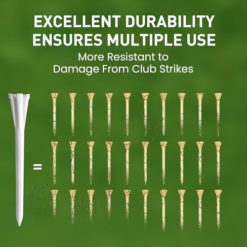 Golf Tees Plastic Unbreakable Easy to Find Bulk Value 200/500/1000 Count, 2 3/4 Inch Stable Tee Driving Range Reduce Friction, Blue White Purple Practice (Multicolor, 200 Count (2 3/4 Inch))