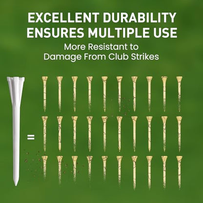 Golf Tees Plastic Unbreakable Easy to Find Bulk Value 200/500/1000 Count, 2 3/4 Inch Stable Tee Driving Range Reduce Friction, Blue White Purple Practice (Multicolor, 200 Count (2 3/4 Inch))