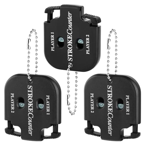 Cosmos 3 Pcs Mini Golf Stroke & Score Counter Golf Scorekeeper Clicker, 2-in-1 Dual Player Tracking Accessories Attachment to Club Bags for Golfer Game Practice & Training Shot Stroke Counting
