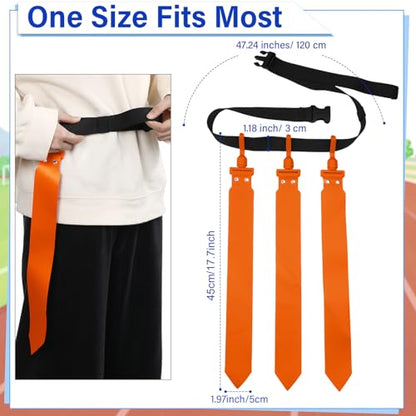 Hungdao 10/12 Players Flag Football Belts and Flags Adjustable Football Belts for Kids Teens Adults Team Training Sport Event - color: Blue, Orange