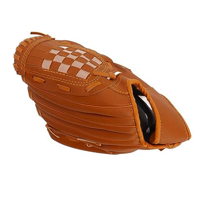 Baseball Pitcher Mitt Optimal Balance PVC Brown Catching Glove for Baseball Training for All Ages - size: 12.5 Inch