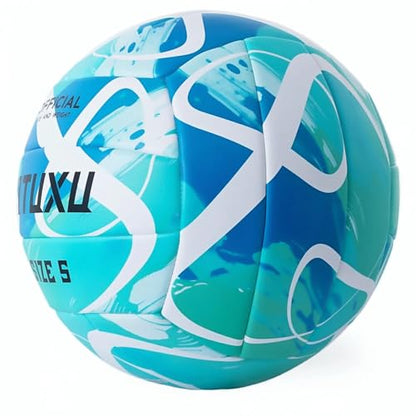 Official Size 5 Volleyball, Soft Touch Waterproof PU Leather Cover & Reinforced Rubber Bladder - for Indoor, Outdoor, Pool, Beach - Includes Air Pump & Inflation Needle