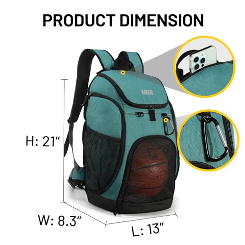 MIER Gym Backpack 40L Basketball Backpack with Ball Compartment & Shoes Storage Multi-Functional Sports Soccer Bag Large Equipment Back Pack Volleyball Backpacks for Men Women