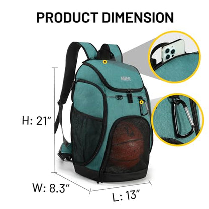 MIER Gym Backpack 40L Basketball Backpack with Ball Compartment & Shoes Storage Multi-Functional Sports Soccer Bag Large Equipment Back Pack Volleyball Backpacks for Men Women