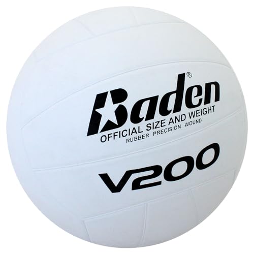 Baden V200 Rubber Volleyball | Durable All Purpose Volleyball | Perfect for Indoor and Outdoor Play | Suitable for All Ages | Official Size 5, Classic White Design - size: Official