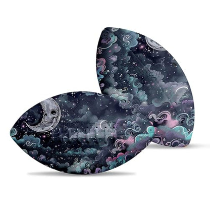 American Football, Official Size 11.9 x 7.3 Inch, Premium Composite Leather High-Grip Ball with Pro-Style Lacing, Unique Prints for Training, Games & Gifts - color: Skull Moon Nebula