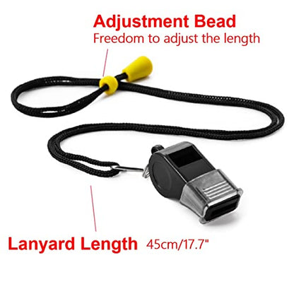 12 Pack Sport Whistles with Lanyar for Coaches, Referees and Officials, Loud Crisp Sound - color: 12 Pcs(black)
