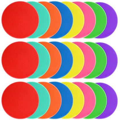 Poly Spot Markers Rubber Floor Dots 9 inch 8/16/24 Pcs Flat Cones Non-Slip Agility Markers Poly Spots for Gym Soccer Basketball Sports Speed Agility Training, Exercise Drills