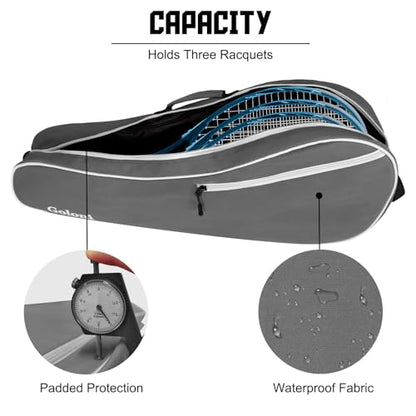 Goloni Tennis Bag for 3-4 Rackets, Water-Resistant Racket Bag with Padded Protection for Men Women Adults