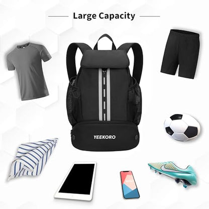 Soccer Backpack Multifunctional Sport Gym Bags with Dry-wet Separate & Shoe Compartment for Basketball Volleyball
