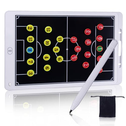 Magnetic Electronic Soccer Coaching Board, 16 inch LCD Soccer Coaching Board,LCD Soccer Strategy Board with Stylus Pen,Soccer Board Tactic Board, Training Equipment,White