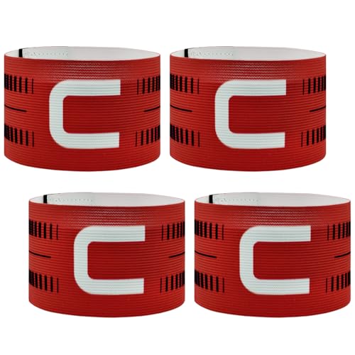 Captain Armband, Unisex C Captain Armbands Soccer Football Player Captain's Arm Bands Sport Team Training for Youth and Adult - color: Red, size: 4pcs