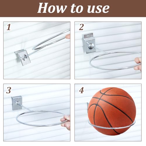 AHANDMAKER 8Pcs Basketball Holder Wall Mount Universal Ball Storage Rack Space Saver Display Storage for Sport Football Volleyball Soccer Basketball Room Decor