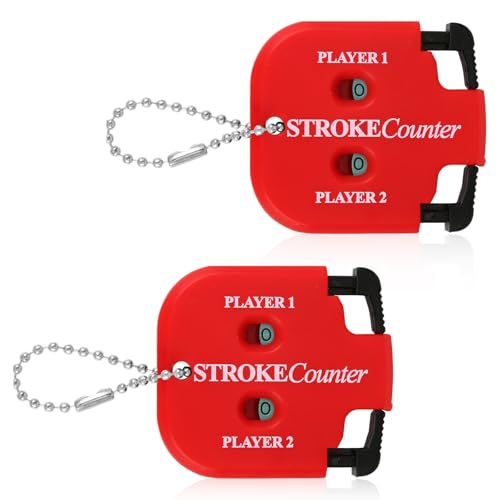 2pcs Golf Stroke Counter, Mini Golf Score Keeper Handy Portable 2-Player Shot Clicker Scorekeeper with Key Chain for Different Kinds of Competitions and Games (Red)