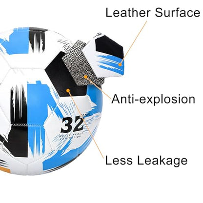 Soccer Ball Size 3 4 5 Soft Leather Anti Explosion Practice Training Boys Girls Adults with Pump Needle - color: Red, size: Size 5