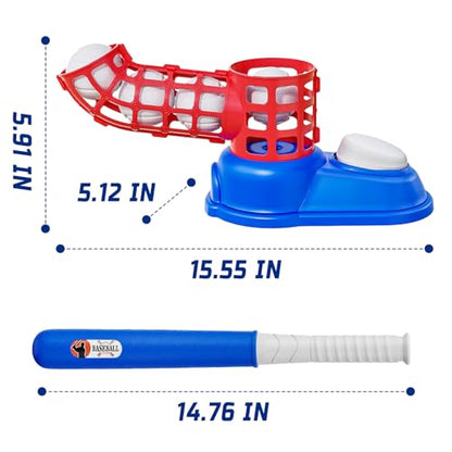 Toddler T-Ball Set for Kids – Includes 10 Balls & Baseball Bat, Easy-Hit Tee Trainer, Red/Blue, for Boys & Girls